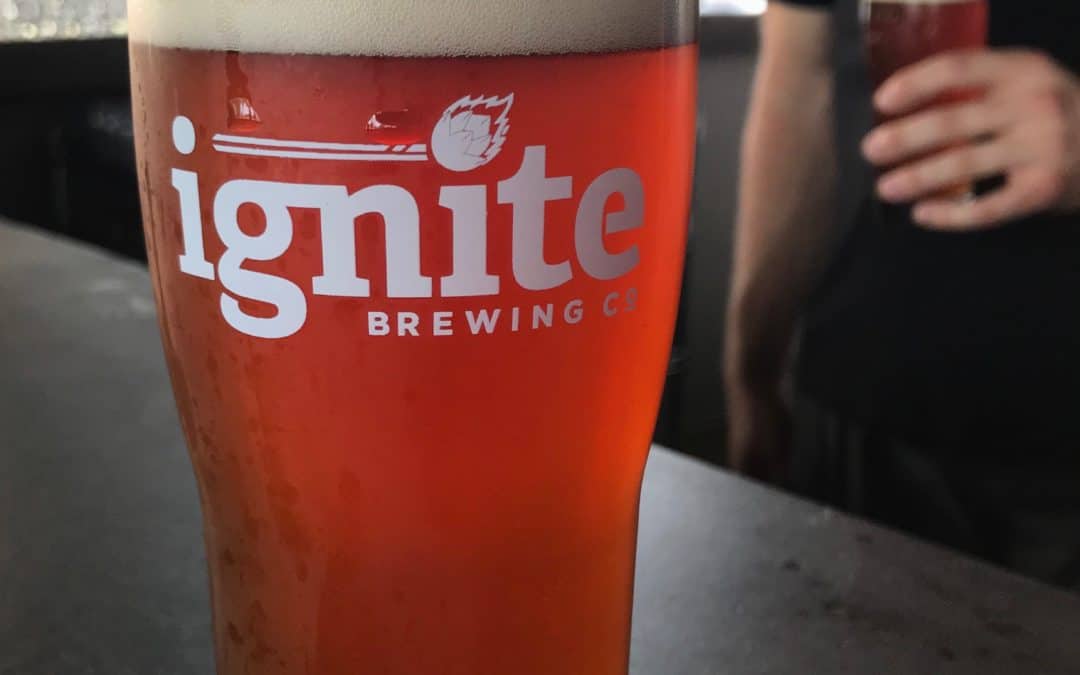 A glass of Ignite Brewing Co's Cherry Blonde blonde ale.